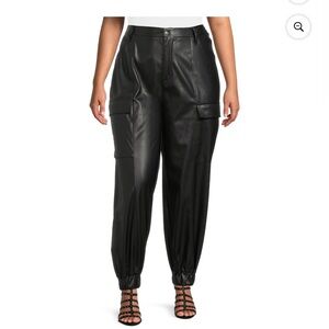 Madden NYC Juniors Plus Size Faux Leather Cargo Joggers